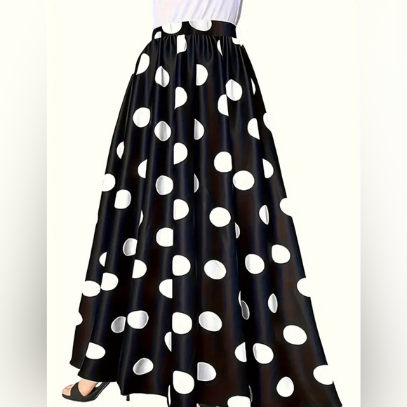 Retro High Waist Polka Dot Skirt Retro A-Line Polka Dot Skirt - High-Rise. - Picture 2 of 3